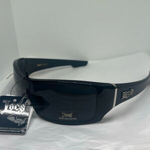 Locs Hardcore Shield Sunglasses – Wraparound Biker Style with Logo Arms